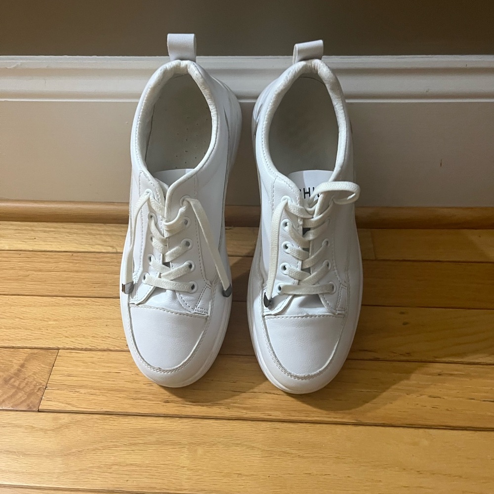 White Lace-Up Sneakers